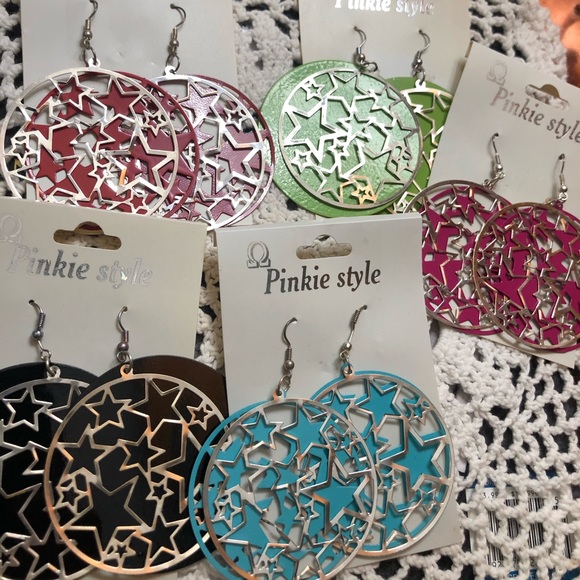 Big ✨ Stars ⭐️ Hoop Style Double layered Silver To - Picture 2 of 12